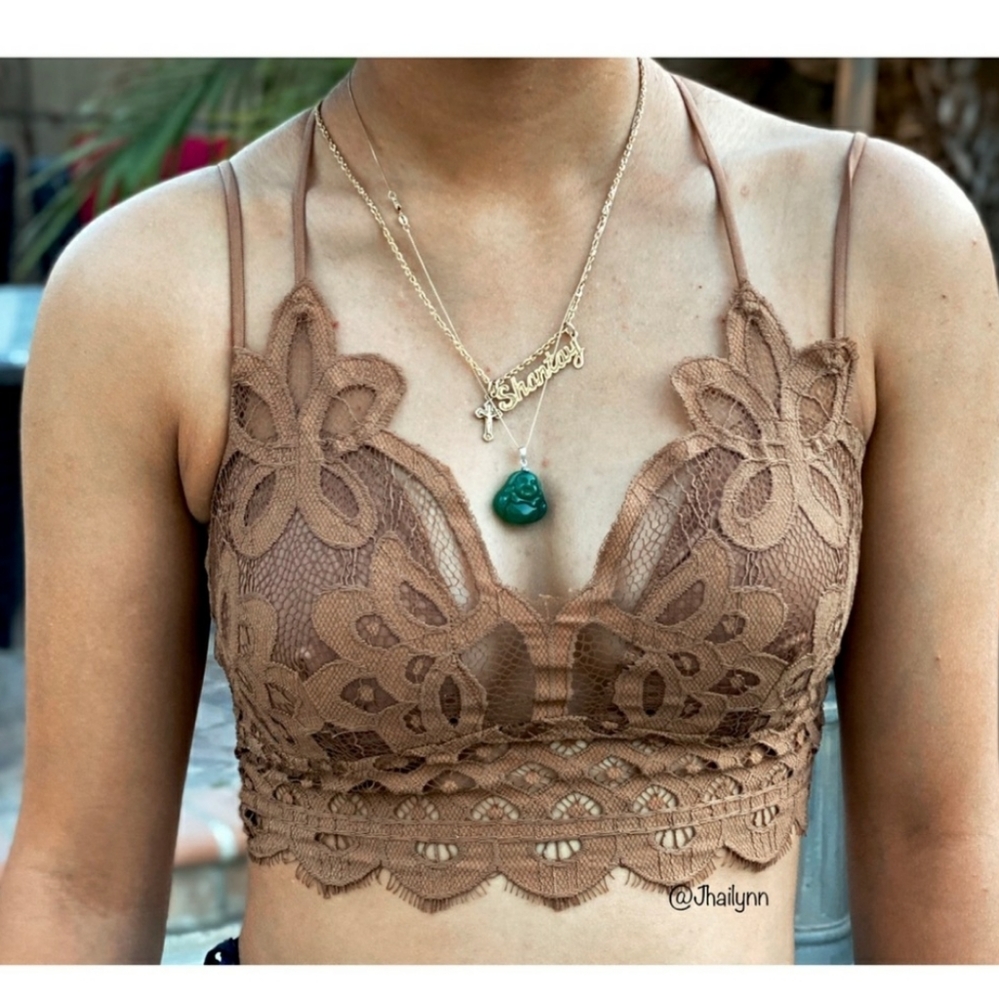 Boho crochet lace bralette Deep Brown